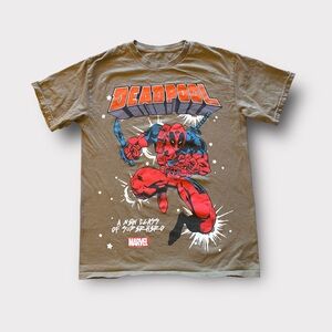 Marvel Comics Deadpool Graphic Brown T-Shirt | Size Medium